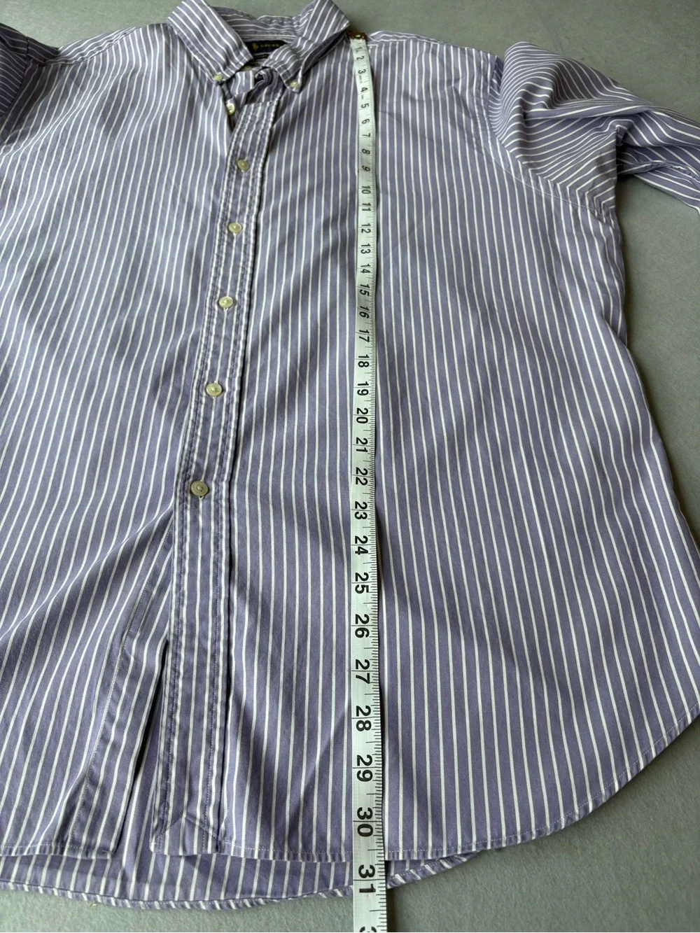 Ralph Lauren Cotton Classic Striped Button-Down Shirt - Purple/White Sz 17 1/2 - Picture 7 of 7